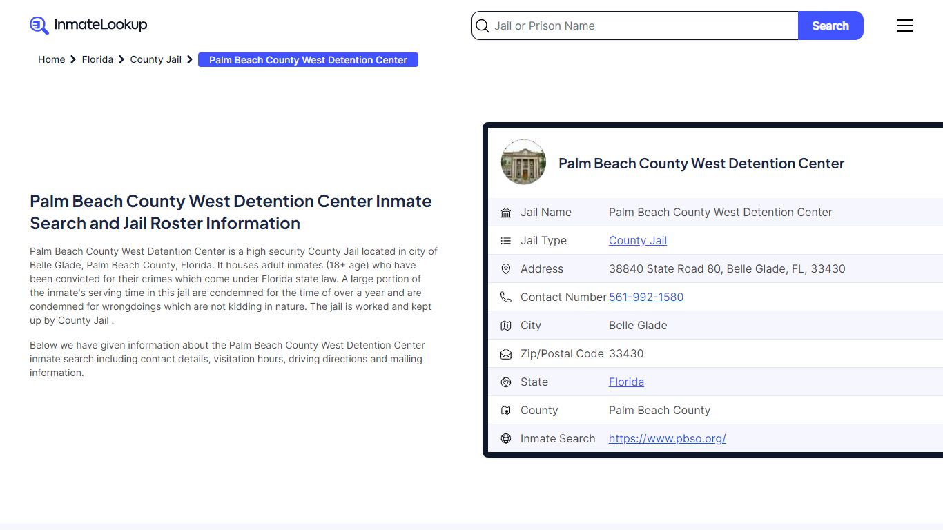 Palm Beach County West Detention Center Inmate Search, Jail Roster ...